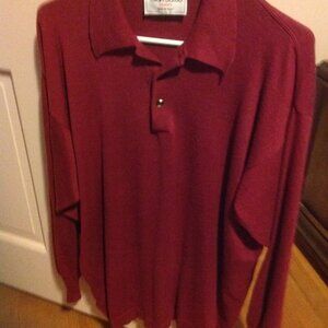 Gran Sasso Men's Large Long Sleeve 3 Button Pullover Polo Shirt - Made in Italy